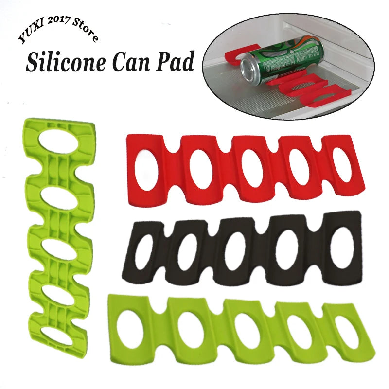 Silicone Can & Bottle Rack Holder Mat Organizer for Fridge, 1-2 Pieces