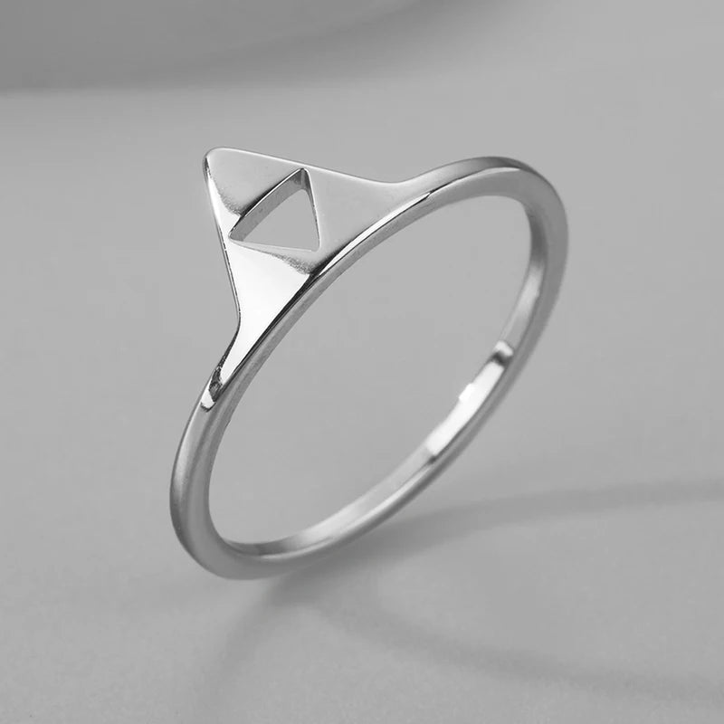 Vintage Stainless Steel Triforce Symbol Finger Ring for Men - Triangle Jewelry Gift