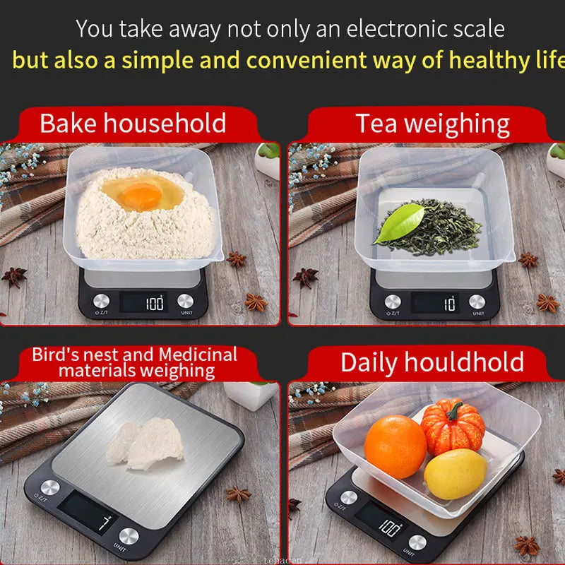 Digital Kitchen Scale 15Kg/1g for Cooking & Baking Stainless Steel