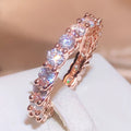 925 Sterling Silver Zirconia Diamond Ring Women Slim Rose Gold Wedding Party Gift