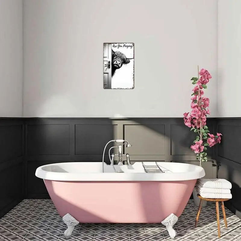 Farmhouse Bathroom Wall Art Decor Funny Sign for Restroom and Toilet