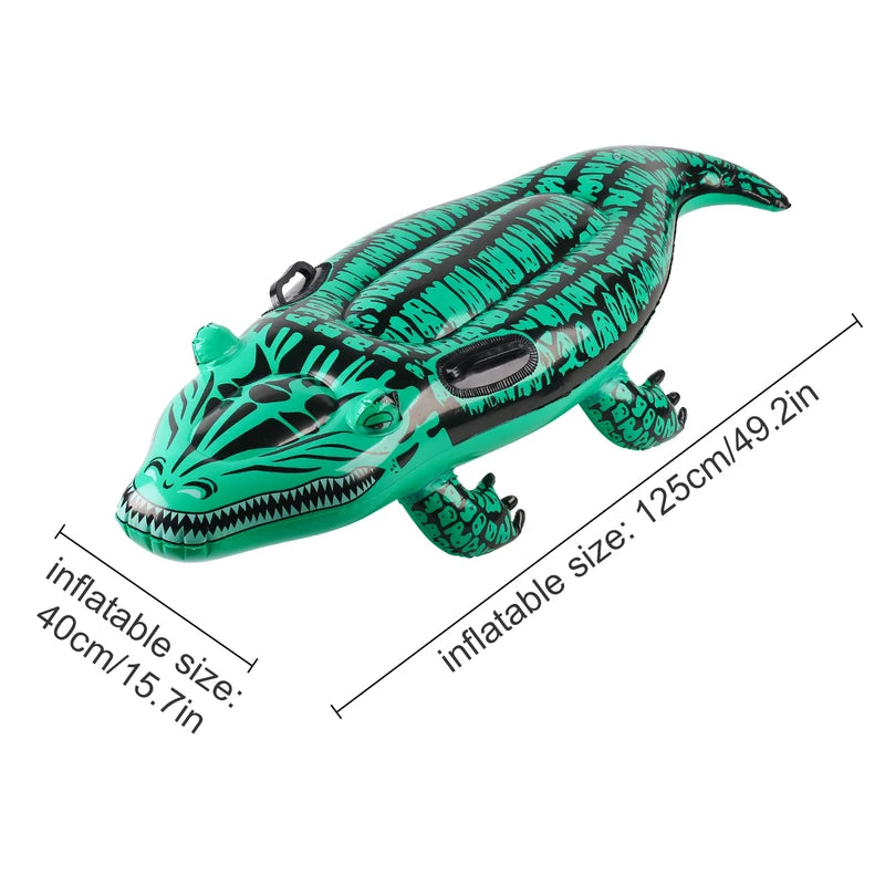 Crocodile Inflatable Pool Float with Handles - Adventure-Ready Summer Ride-On