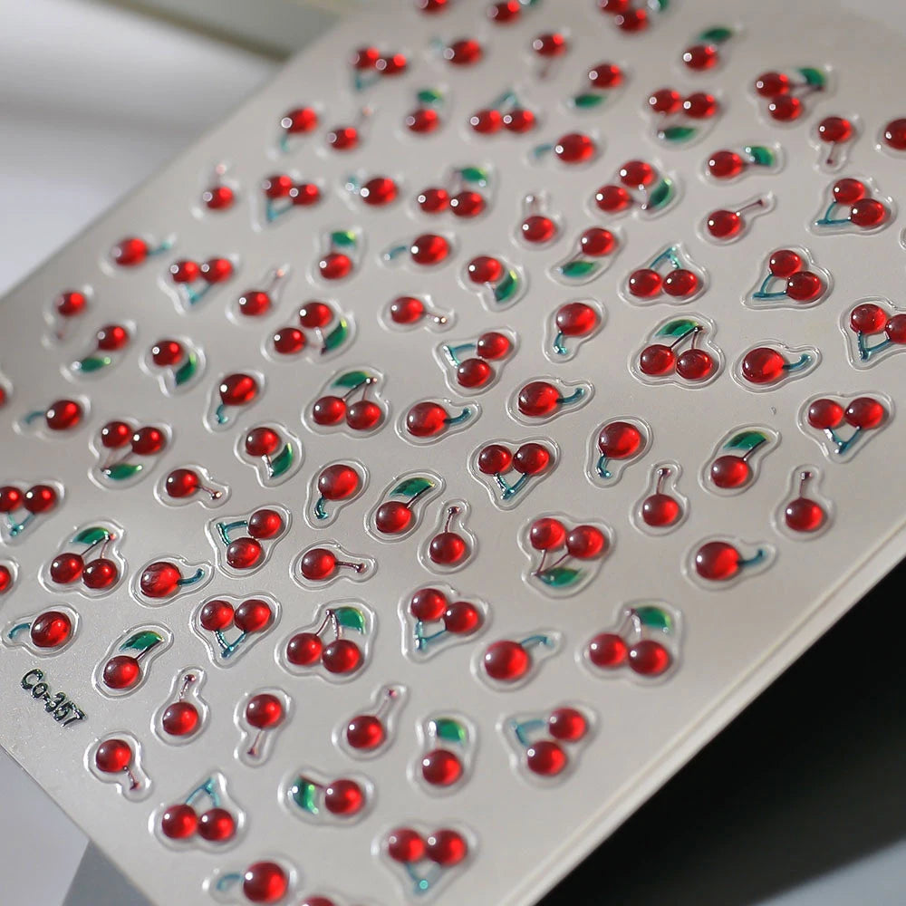 Self-Adhesive Cherry Nail Stickers - Cute Summer Fruit Design for Nails