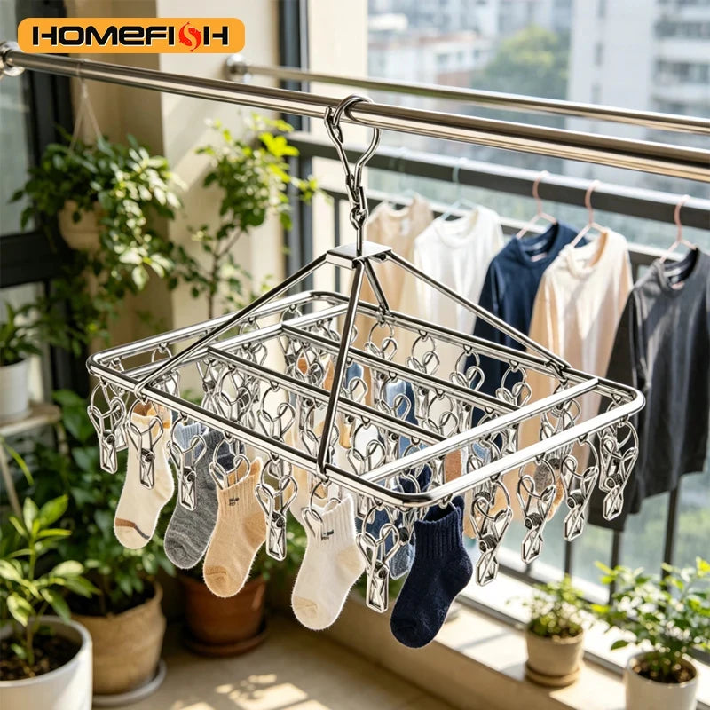 Stainless Steel Windproof Clothespins for Laundry, Towels, Socks & Bras