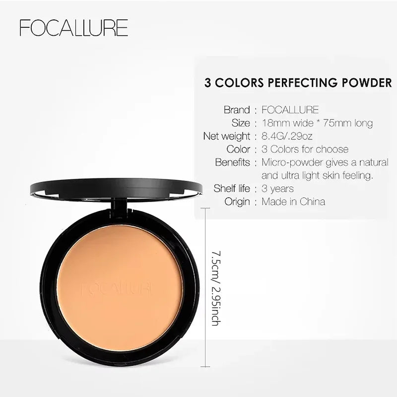 Mineral Face Pressed Powder Foundation Oil Control Matte Finish 3 Shades