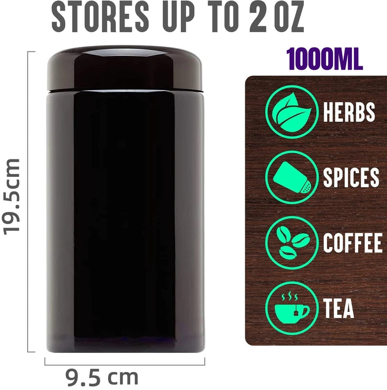 Ultraviolet Glass Herb & Coffee Storage Jar - Airtight, Smell Proof, Reusable, 5ml-1000ml