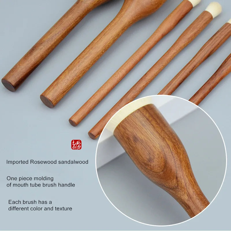Cosmetic Makeup Brushes Set with Sandalwood Handle - Soft Synthetic Fibers for Foundation, Blending & Eyeshadow