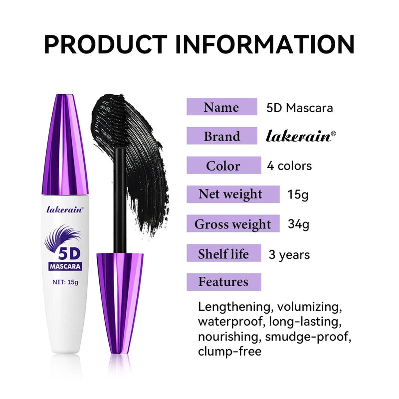Long-Lasting Waterproof 5D Mascara for Volume & Lengthening - Nourishing Eyelash Makeup