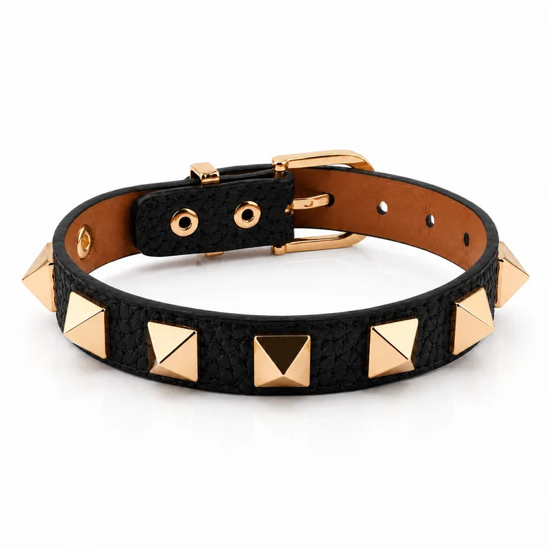 10 Color Punk Leather Bracelet for Women Men - Adjustable Bangle with Rivets & Studs