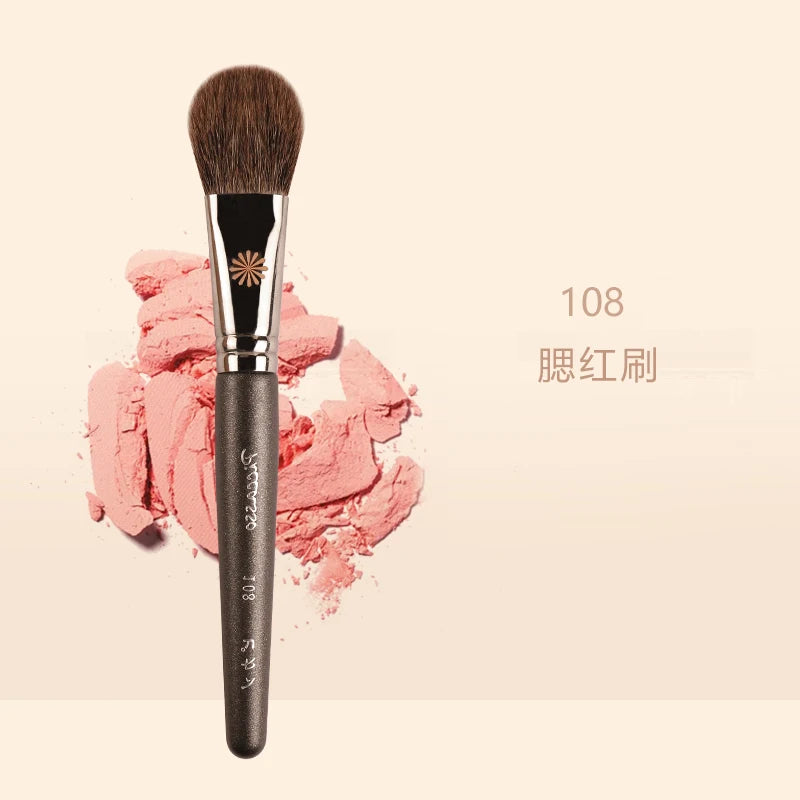 Grey Makeup Brush 108 Blush Brush Soft Fleece Wooden Handle Professional Face Brush