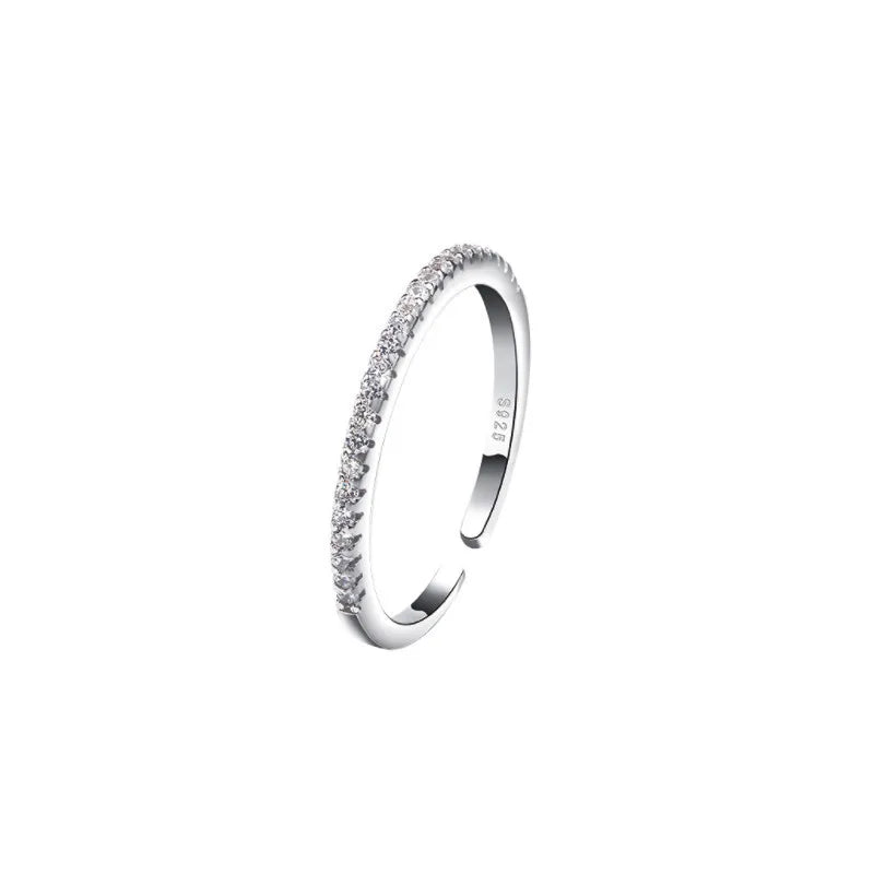 Sterling Silver Zircon Ring for Women - Luxury Designer Jewelry, Single Row