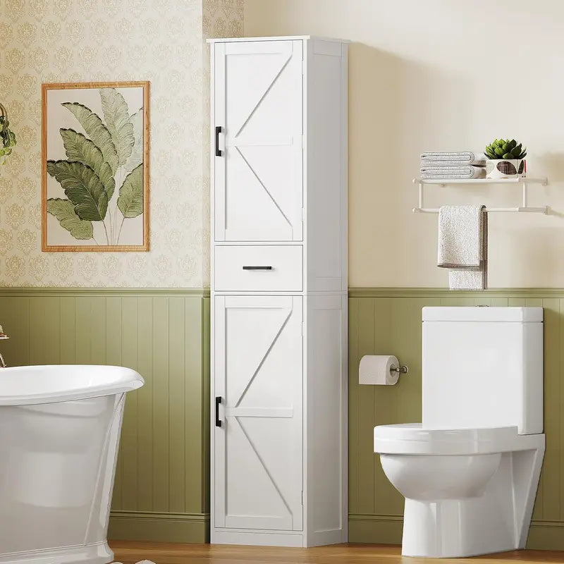 Tall Kitchen Pantry Cabinet with Door Shelves & Drawers - Multi-Color Options