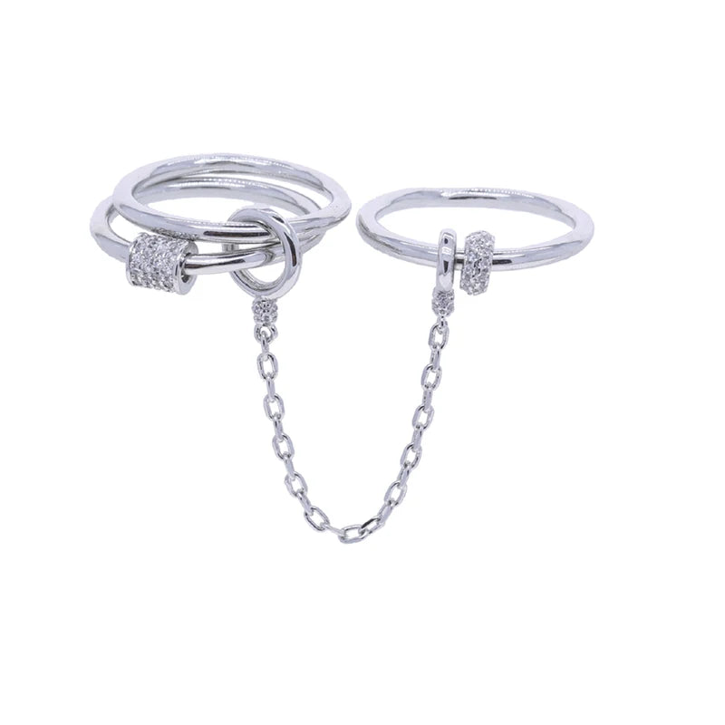 Stack Chain Ring Set - Micro Paved CZ Engagement & Fashion Jewelry