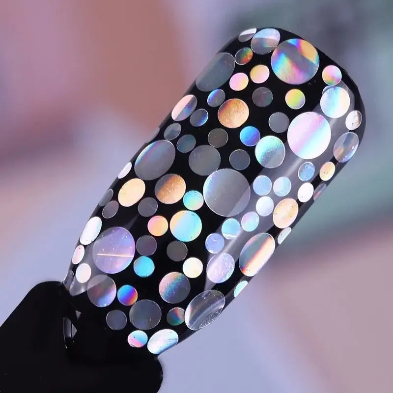 Mixed Size Holographic Nail Glitter Paillette Sequins - Silver & Colorful Round Rhombus