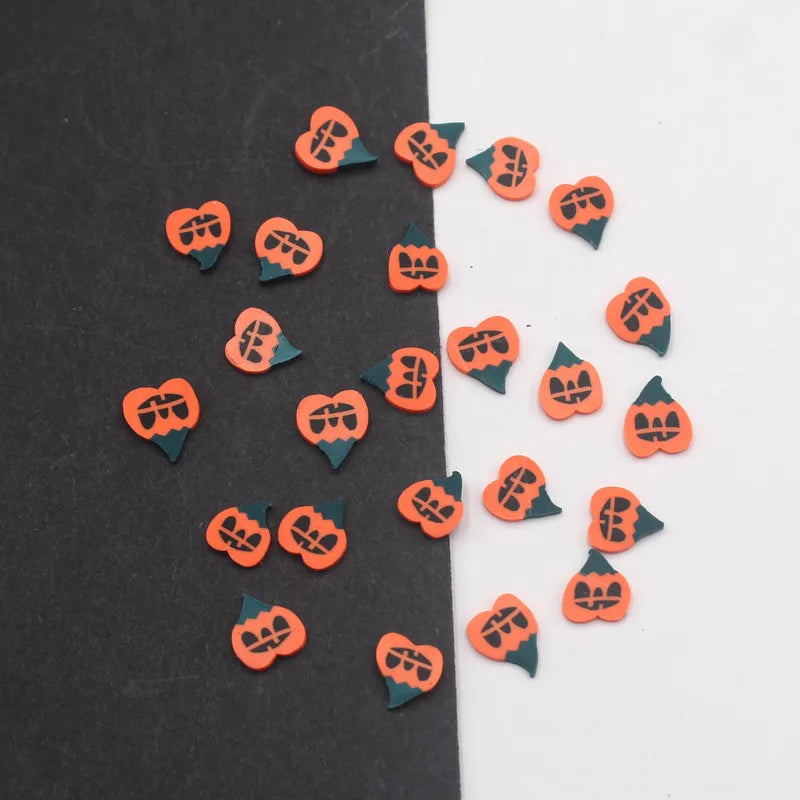 Halloween Themed Polymer Clay Slices Skulls Pumpkins Ghosts Sprinkles for DIY Crafts