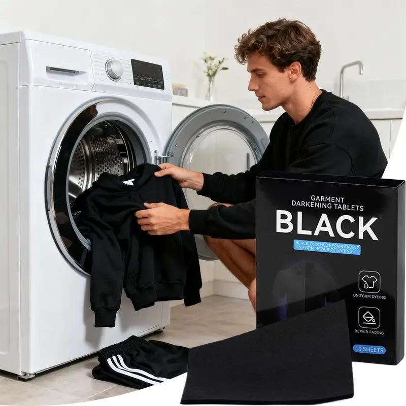 Black Fabric Dye Set - 10 Pieces for Cotton Silk Wool & More - Safe & Washable