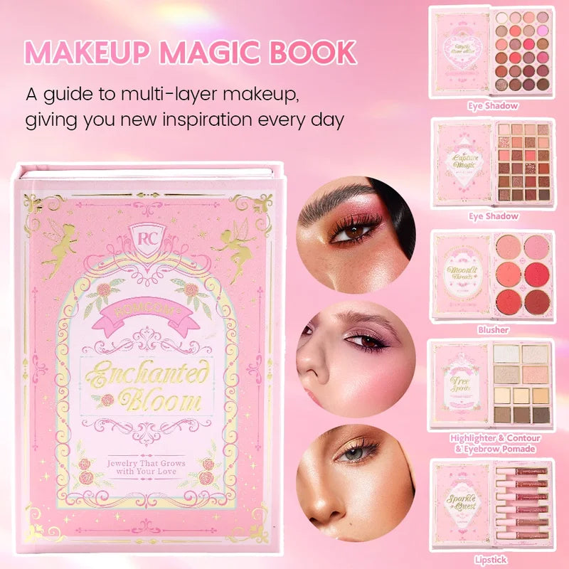 All-in-One Makeup Palette with Eyeshadow, Blush, Contour, Lipstick & Brow Pomade