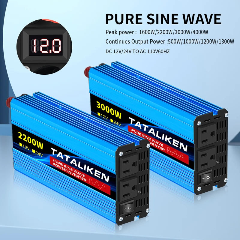5000W-10000W Pure Sine Wave Inverter DC to AC Power Converter Car Solar Generator