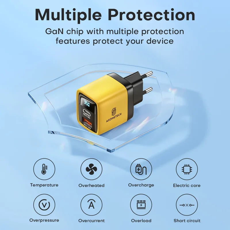 GaN 35W Fast USB-C Charger with QC4.0 PD3.0 PPS for iPhone, Samsung, Xiaomi