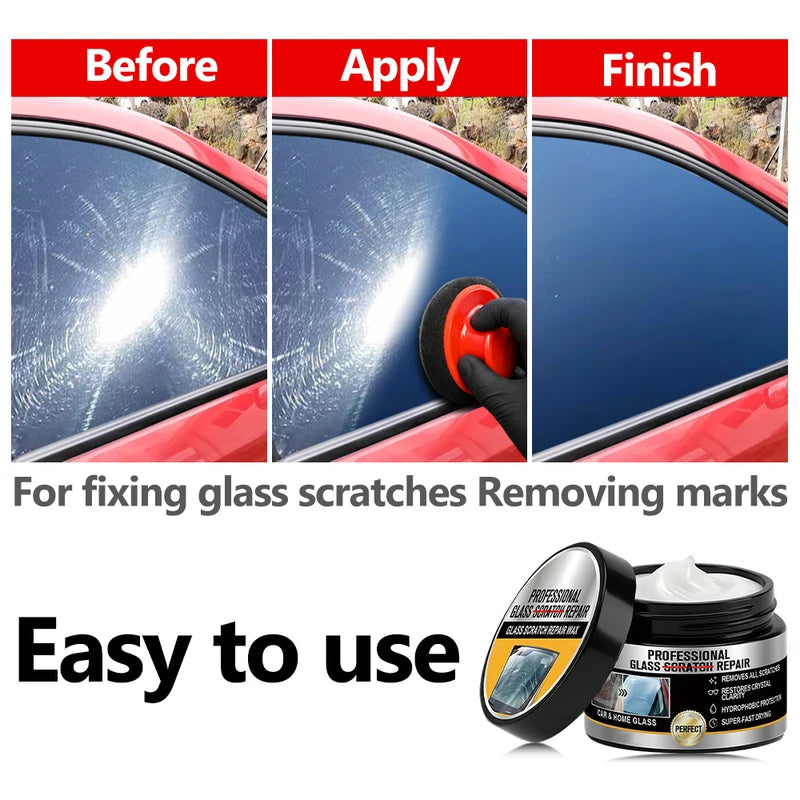Glass Scratch Repair Wax for Car Windshields and Windows - Polishing Kit