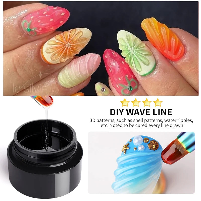 5-in-1 Clear Water Ripple Gel Polish Top Coat for Nails - Long Lasting