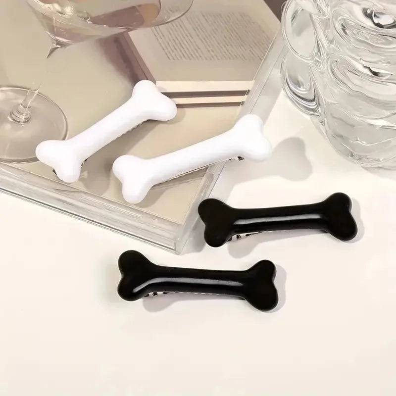 2-Pack Dog Bone Hair Clips for Women - Vivid Metal Barrettes and Side Hair Pins