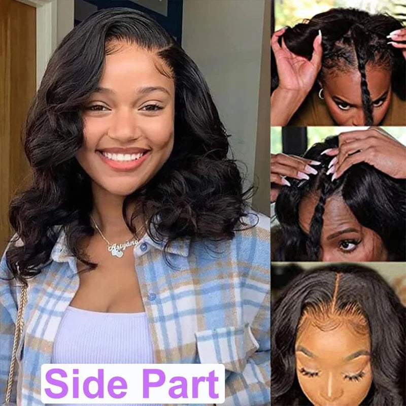 Human Hair Wigs Body Wave V Part Wigs for Black Women Glueless Lace Short Bob
