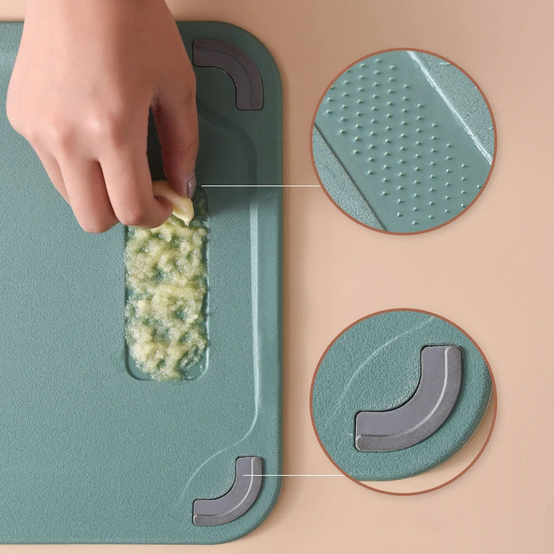 Dual-Side Stainless Steel and Plastic Cutting Board with Anti-Slip Feet