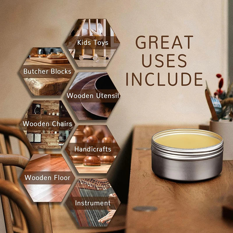 Wood Furniture Beeswax Polish for Brightening & Protection - Natural Floor & Surface Wax