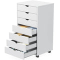 7 Drawer Wooden Storage Cabinet with Wheels - Modern Office & Living Room Organizer