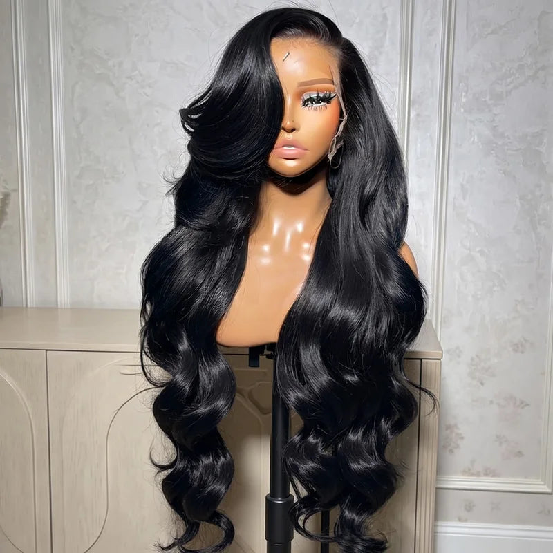Human Hair Wigs 13x6 Lace Frontal Body Wave 250 Density 30-40 Inch Black