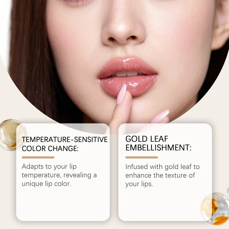 Color Changing Lipstick Lip Balm with Gold Flecks - Hydrating, Shine & Fade Lines