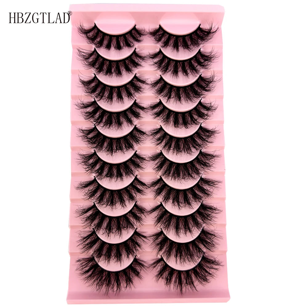 10 Pairs Fluffy Mink False Eyelashes - Natural Dramatic Look, Wispy & Long