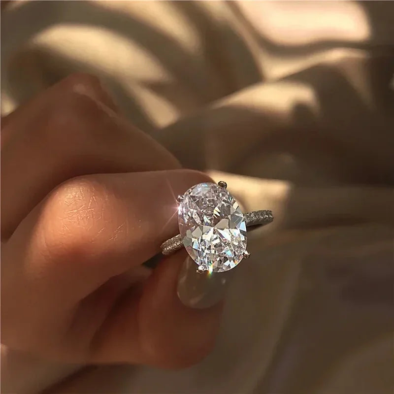 Oval Cut Moissanite Engagement Ring for Women 1-4 Carat S925 Silver Wedding Band