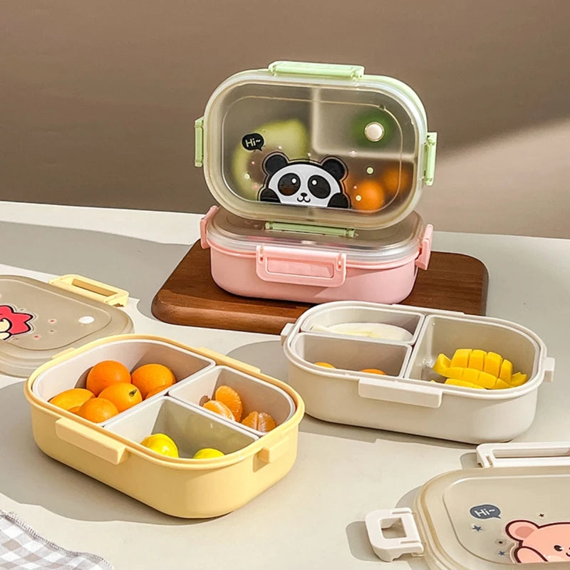 Portable Plastic Lunch Box with Detachable 3-Compartments for Kids and Students