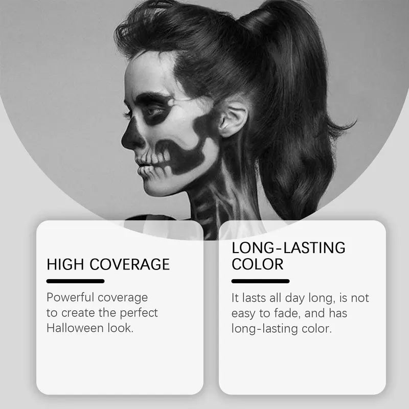 Halloween Face & Body Paint Kit - Waterproof Long-Lasting Makeup Set for Costumes