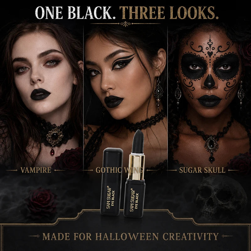 2-Pack Black Face Paint Sticks for Halloween Gothic Cosplay - Matte Finish, SFX Makeup