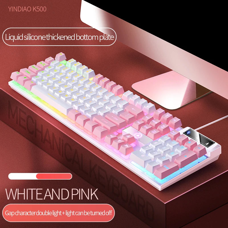 Mechanical Gaming Keyboard with RGB Backlit Wired 104 Keys for Desktop & Laptop