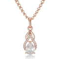 Elegant Long Drop Earrings with Zircon Stones in Rose Gold - Wedding & Bridal Jewelry