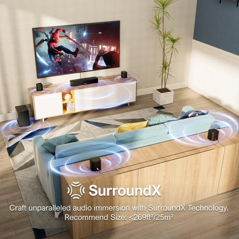 7.1 Channel TV Sound Bar System with Wireless Surround Speakers & App Control