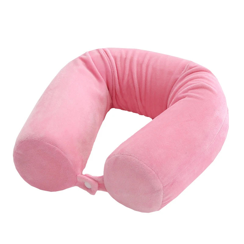 Memory Foam U-Shaped Travel Pillow for Neck Support - Bendable, Slow Rebound