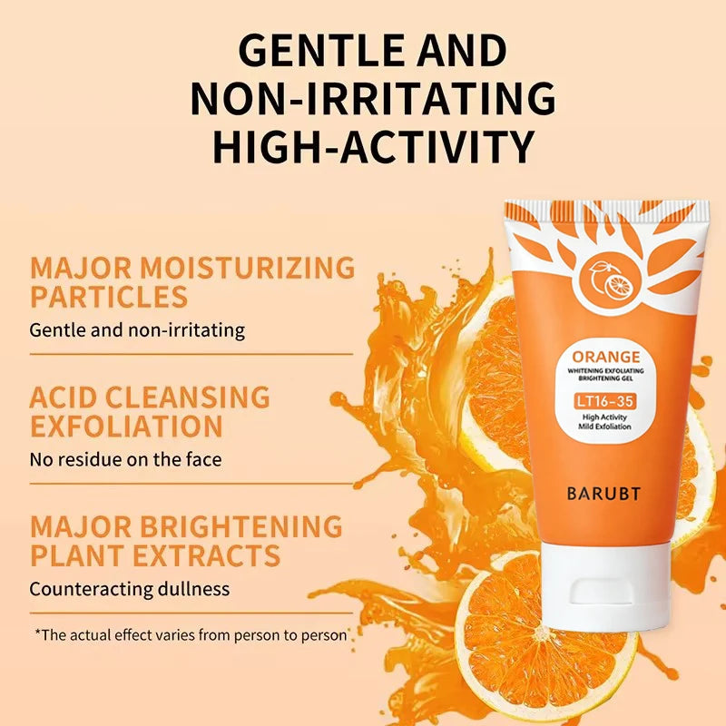 Orange Exfoliating Facial & Body Gel - Gentle Dead Skin Remover & Cleanser
