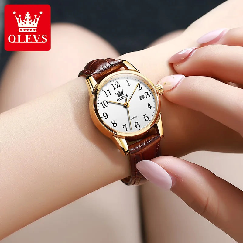Women & Men Quartz Watch 50M Waterproof Sports Leather Strap Ultrathin
