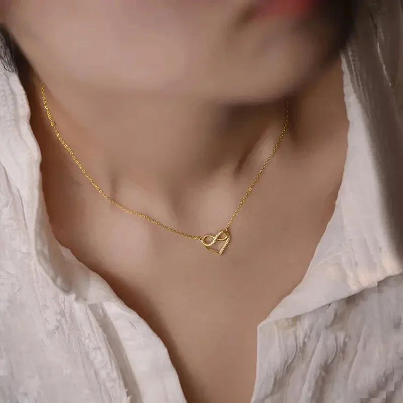 Infinity Heart Pendant Necklace for Women Romantic Wedding Jewelry Delicate Accessories