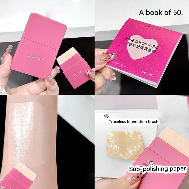Portable Silicone Foundation Brush with Color Paper for Precise Makeup Application