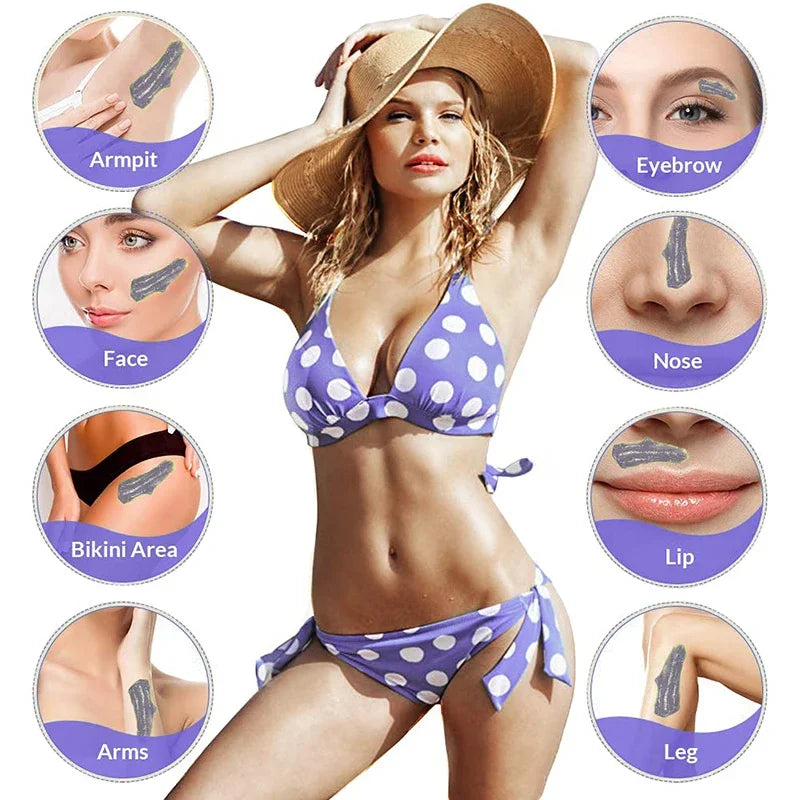 Depilatory Hard Wax Beans for Body Hair Removal - Painless Hot Wax