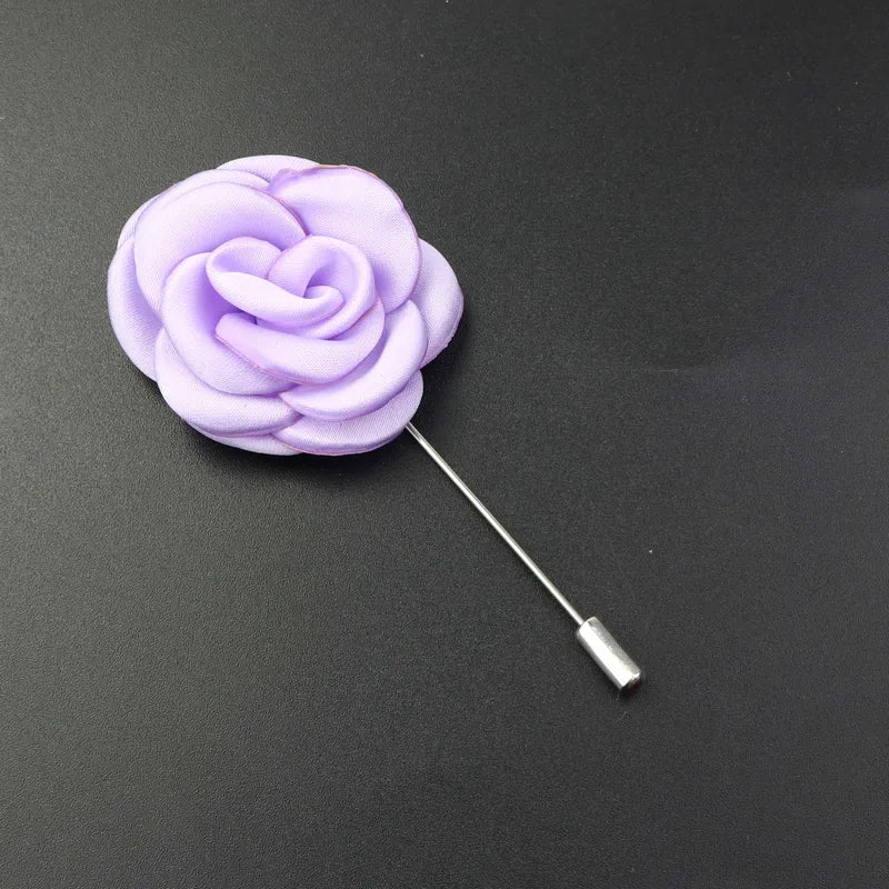 Men's Handmade Fabric Flower Brooch Floral Pin Corsage Lapel Wedding Accessory