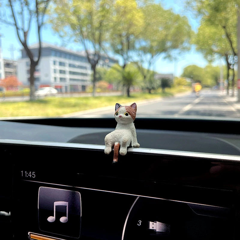 Mini Sleeping Cat Car Ornament - Cute Resin Landscape Model for Car Interior & Desk Decor