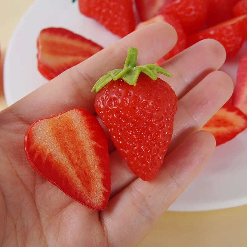 Artificial Strawberry Decor 10PCS Faux Fruit Model for Photography & Home Display