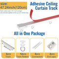 Self-Adhesive Curtain Track No Drill Wall & Ceiling Mount Silent Sliding Rail